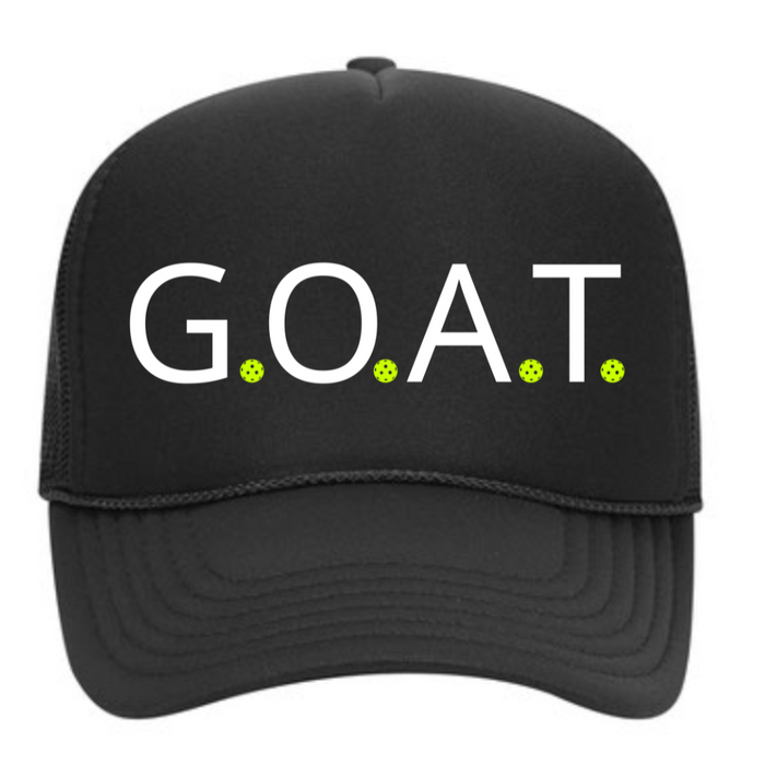 Step into greatness with our G.O.A.T. (Greatest Of All Time) Trucker Hat. This comfortable and unisex cap is more than an accessory; it's a statement. 