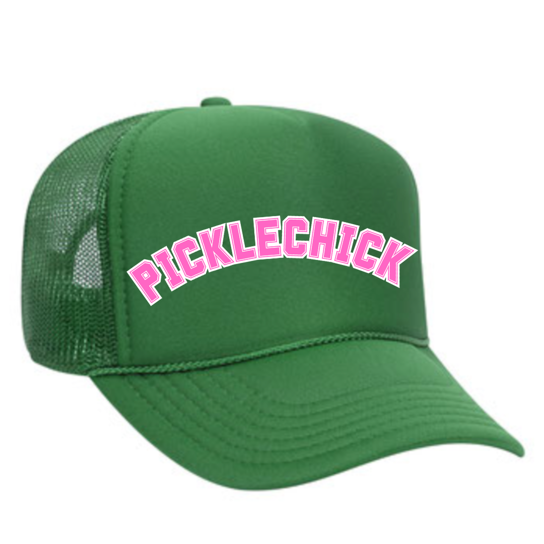Introducing our exclusive PICKLECHICK Trucker Hats! Embrace the PickleChicks spirit and spread joy wherever you go when you wear it! Whether you’re dominating the court or simply enjoying life off the sidelines, wear your PICKLECHICK trucker hat proudly and let your enthusiasm shine. Join the PickleChicks community today and be part of the pickleball movement that celebrates camaraderie, laughter, and the thrill of the game! CUSTOMIZABLE!&nbsp;