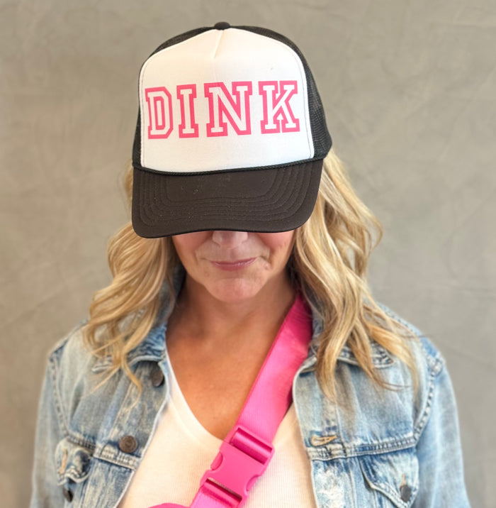 Elevate your pickleball style with our DINK Trucker Hat. Inspired by the iconic VS PINK from back in the day, our DINK Trucker Hat brings a playful charm to your pickleball attire. With the perfect blend of comfort and flair, this hat will be your go-to, whether you're on the pickleball courts, running errands, or hanging out with friends.
