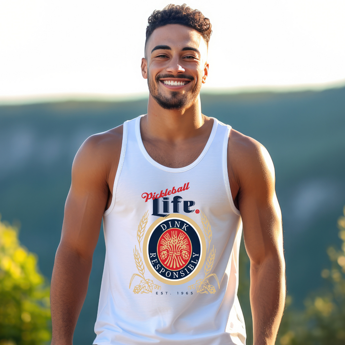 Step up your pickleball game in our Dink Responsibly Men's Tank! Slip into something comfy and stylish with this luxurious poly-cotton blend that'll feel like an old favorite from the get-go. With a versatile crew neck perfect for both men and women, you can dink responsibly all day, whether it's on the court or out and about! #DinkLikeAPro
