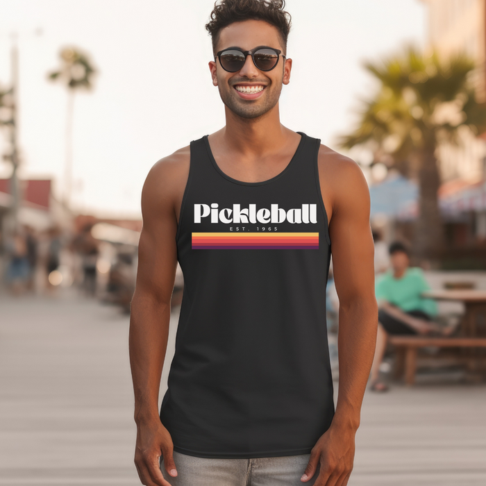 Step back in time and experience the nostalgia of pickleball in 1965 with this Men's Jersey Tank. Celebrate pickleball's beginnings with this vintage-inspired collection that combines the charm of the past with modern style. 