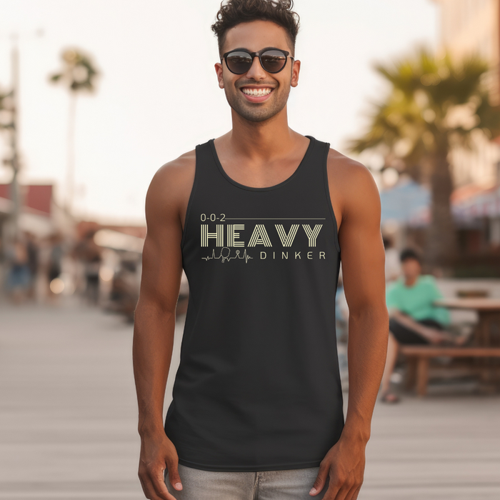 Introducing the Heavy Dinker Men's Tank, inspired by the artistry of the dink shot. Combining strength and grace, this masterpiece is the perfect combination of style and comfort; perfect for both on and off the court. Show your versatility and make an impressive statement on and off the pickleball court!