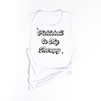Introducing the latest gem in the PickleChicks apparel line: the "Pickleball Is My Therapy" Tank Top. This isn't just any tank top; it's a statement, a testament to the transformative power of pickleball in our lives.