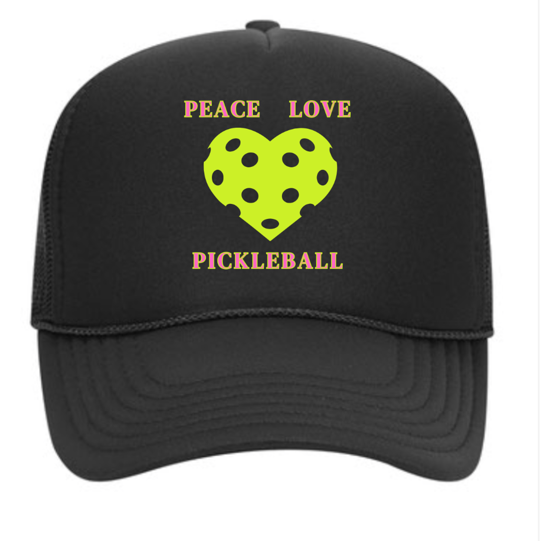 A world with Peace Love & Pickleball is one we want to be a part of and share a whole lot of! Rock this super comfy foam trucker hat everywhere you go, not just the pickleball courts! Pair it with your pickleball outfit or jeans. Either way you'll look adorable! 