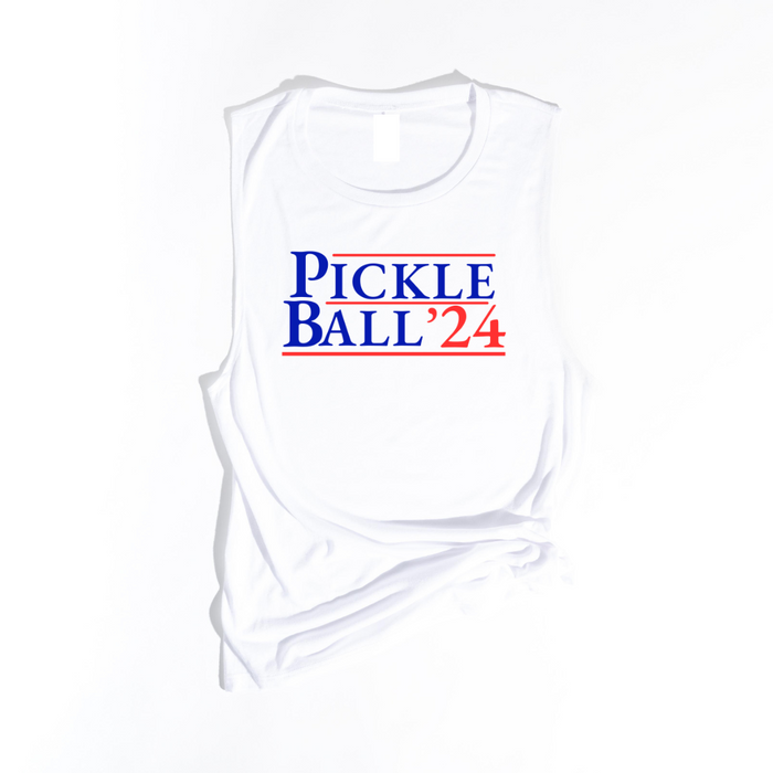 <p>Introducing our EXCLUSIVE 2“PickleBall ‘24” tank– because who says politics can’t be a dill-lightful game? Embrace the ultimate combo of PickleBall ‘24 and the upcoming 2024 Election!!</p> <p>Wear it all proudly and let everyone know you’re on #TeamPickle. PickleBall ‘24 is the pickle-fied fashion statement that’s both baller and bipartisan!&nbsp;</p>