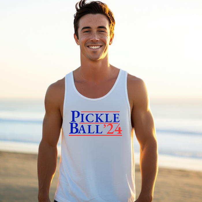 Introducing our EXCLUSIVE “PickleBall ‘24” Men’s Tank– because who says politics can’t be a dill-lightful game?  Embrace the ultimate combo of PickleBall ‘24 and the upcoming 2024 Election!!  Wear it proudly and let everyone know you’re on #TeamPickle. PickleBall ‘24 is the pickle-fied fashion statement that’s both baller and bipartisan!  *Also available in tees, hoodies& trucker hats- for guys and gals!! 