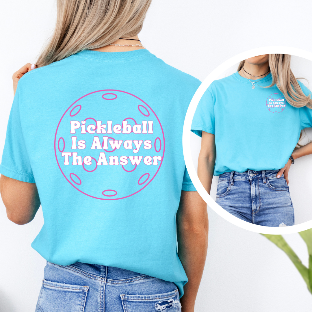 Are you tired of constantly searching for the perfect solution to your problems? Look no further, because we have the answer right here on our "Pickleball Is Always The Answer" tee!