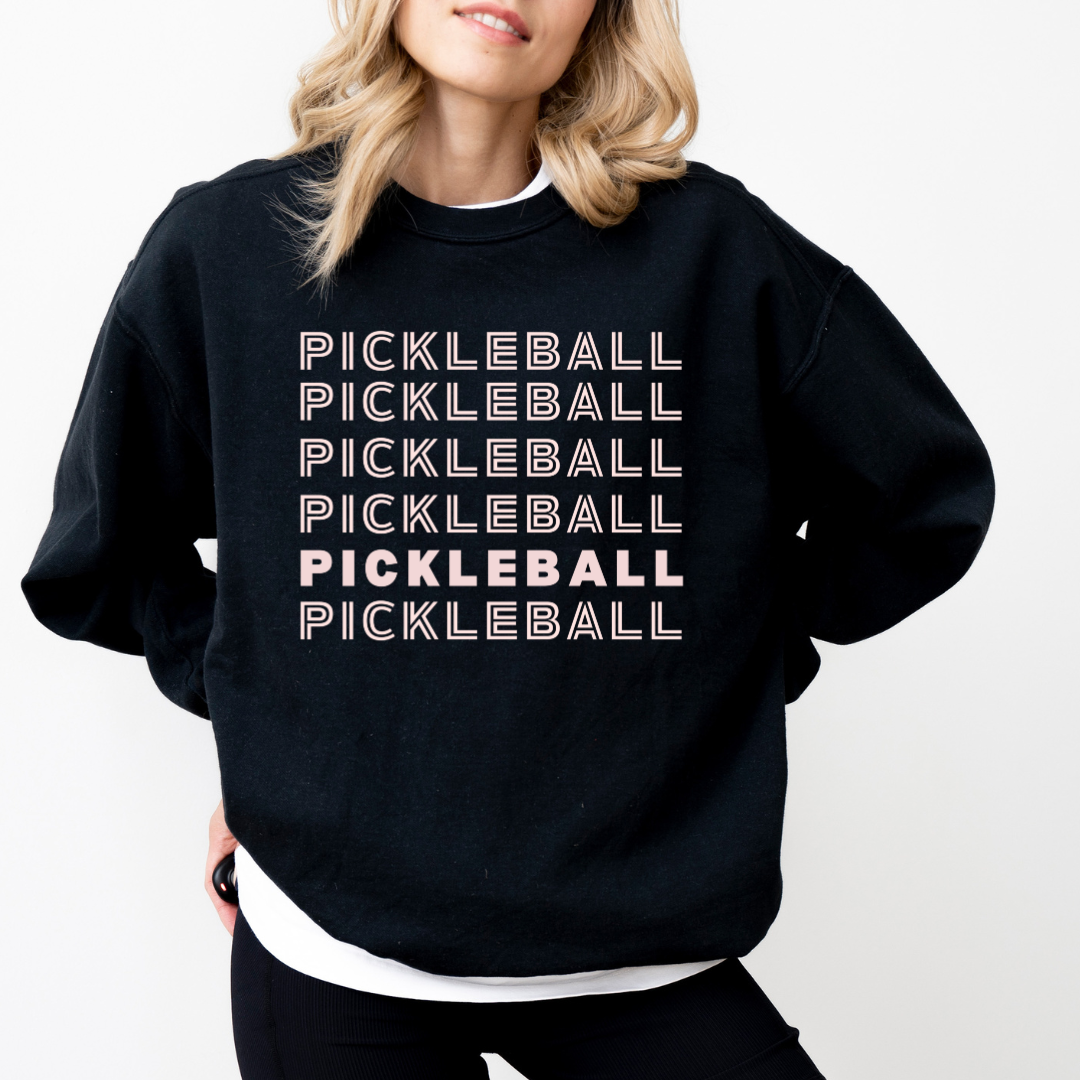 You'll love wearing this Pickleball On Repeat Sweatshirt everywhere you go- to be cozy and cute but to also show your love for pickleball!   Comfort Colors. Garment dyed for that lived in feel and almost no shrinkage at home Made with 100% soft ring spun cotton fabric and cotton threads 1x1 rib cuffs and waistband Rolled forward shoulder Signature twill label and back neck tape Relaxed fit, seamless body. Unisex. 